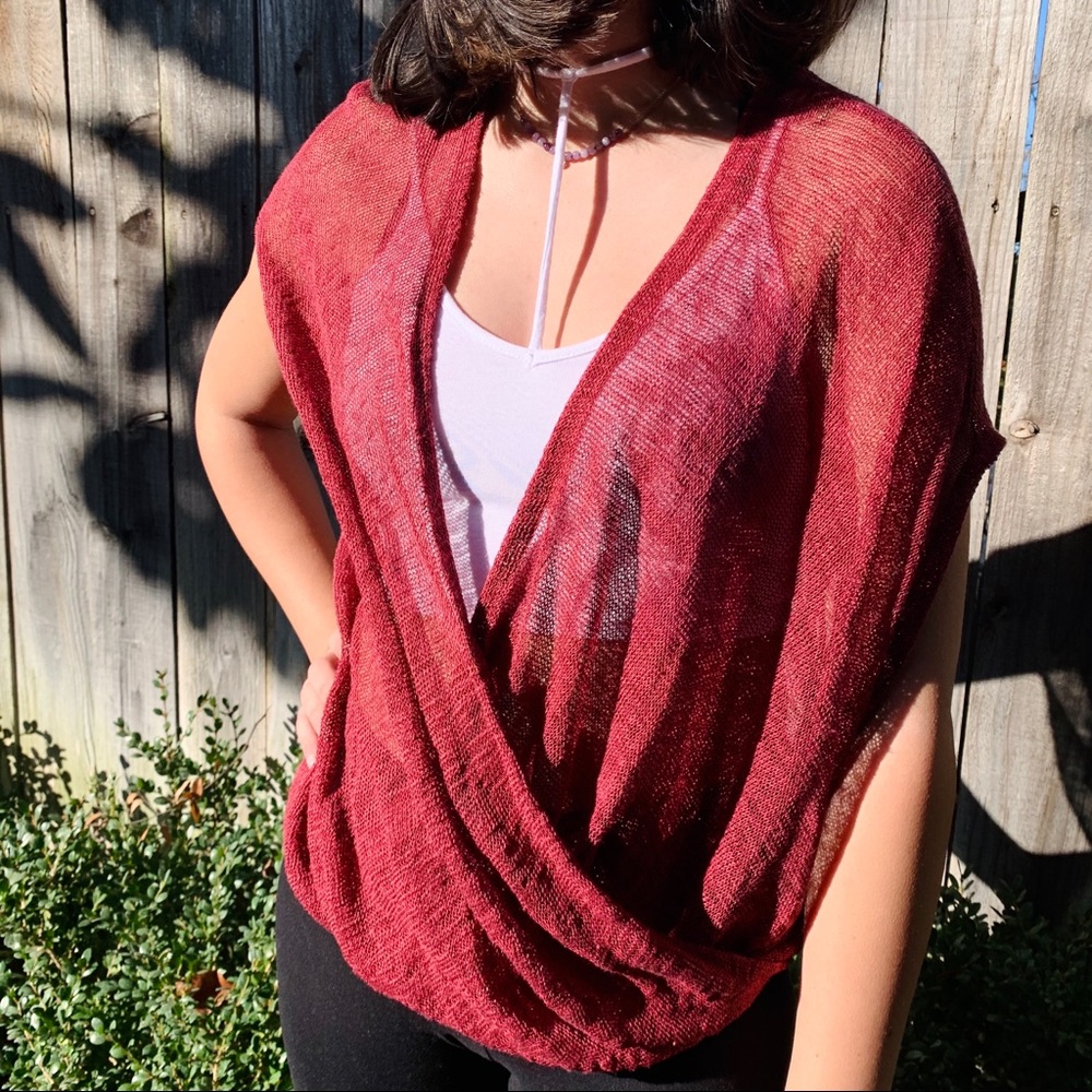 Eileen Fisher Linen Twist Wrap Sleeveless Top